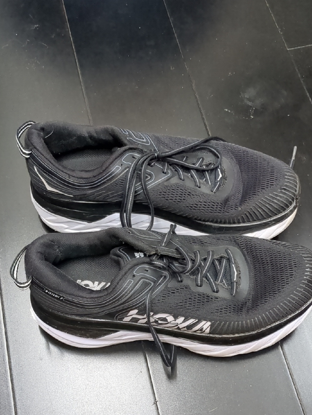 Hoka Black and White Women's Athletic Running Shoes with Logo